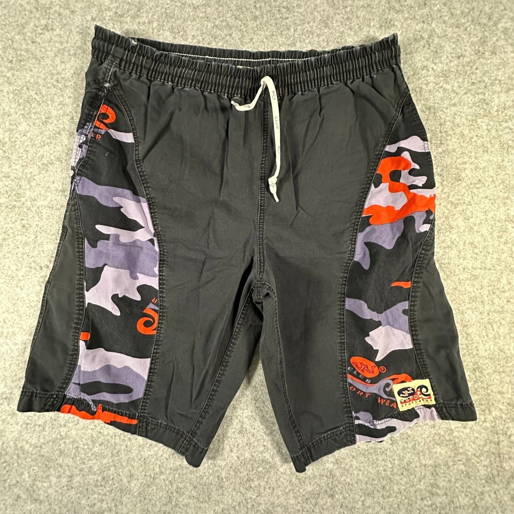 J.J. Club Sportwear Shorts Mens XL Black Purple Camo Y2K Skate